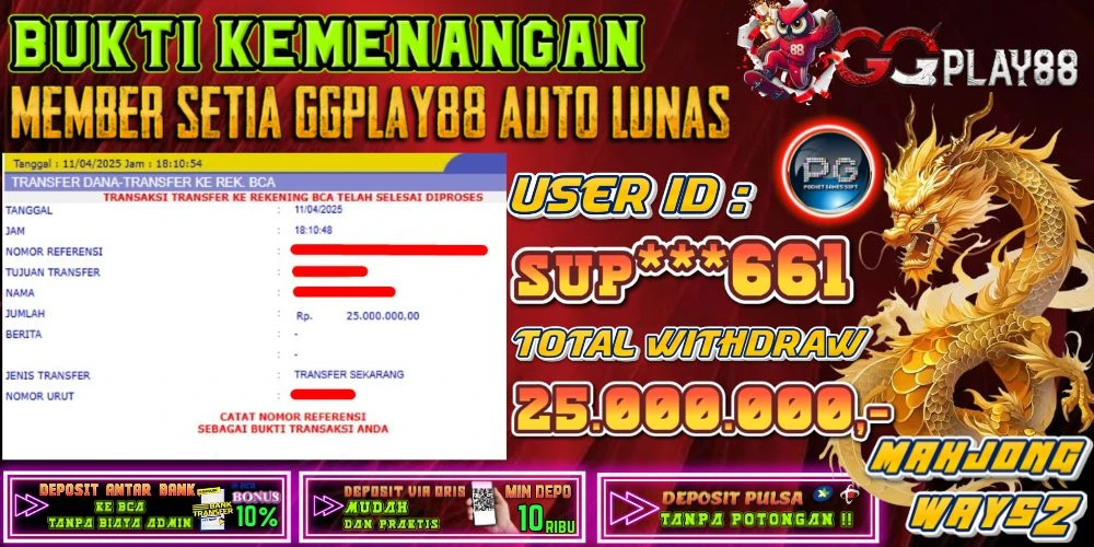 🎁BUKTI WITHDRAW PLAYER AKTIF HARI INI,, SELAMAT KEPADA PLAYER SETIA GGPLAY88 🎁