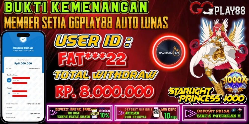 BUKTI KEMANANGAN STARLIGHT PRINCESS 1000