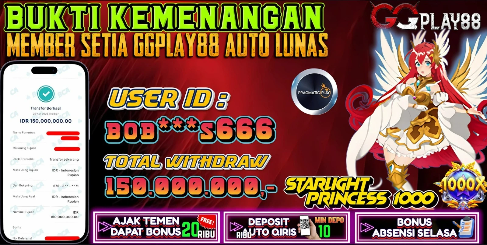 🎁BUKTI WITHDRAW PLAYER AKTIF HARI INI,, SELAMAT KEPADA PLAYER SETIA GGPLAY88 🎁