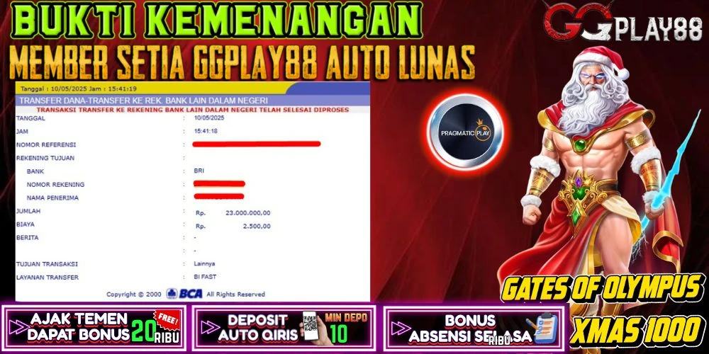 🎁BUKTI WITHDRAW PLAYER AKTIF HARI INI,, SELAMAT KEPADA PLAYER SETIA GGPLAY88 🎁