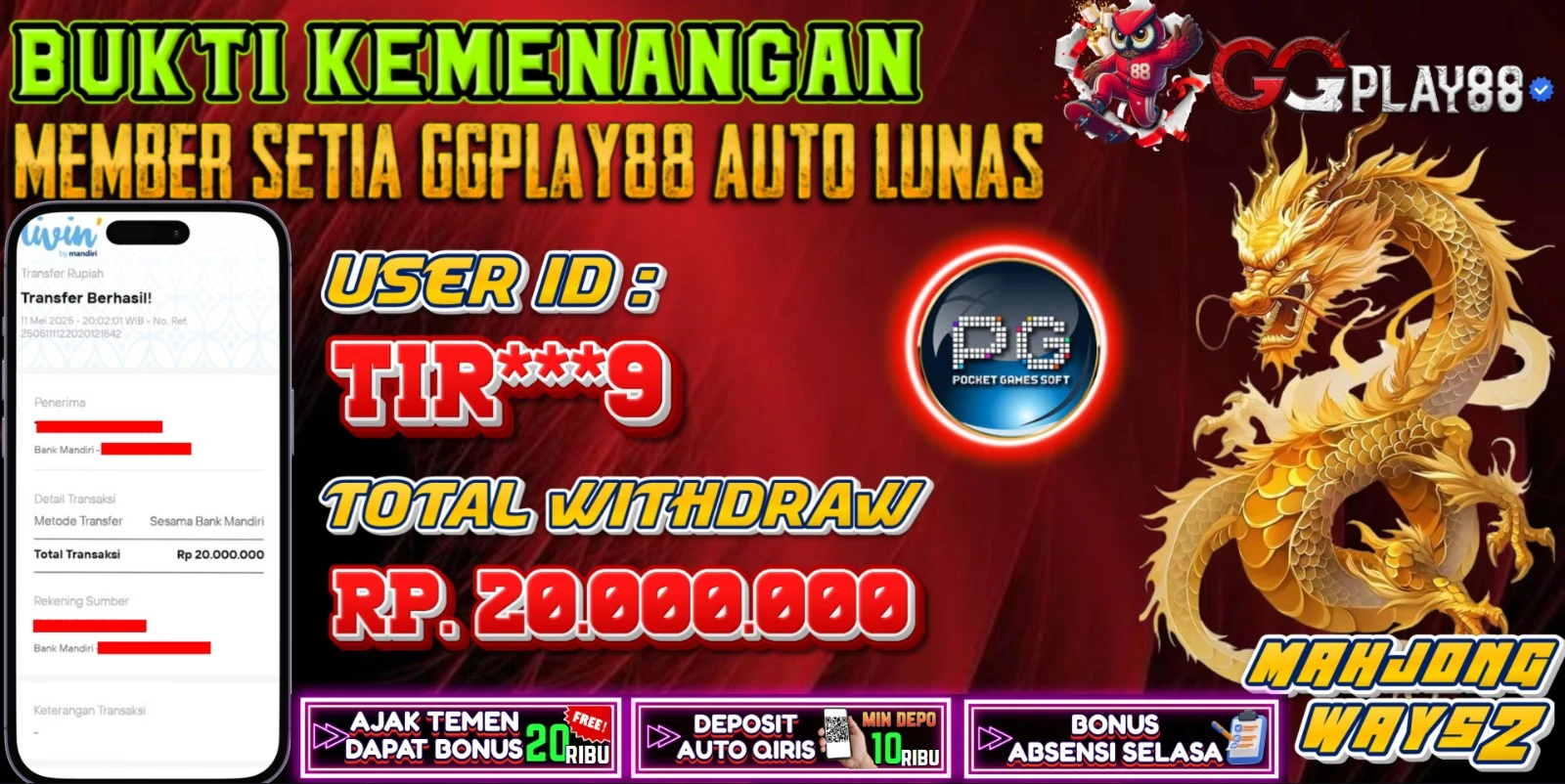 BUKTI WD MAHJONG WAYS 2 20JT