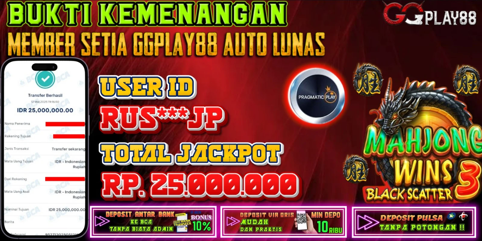 BUKTI WD Mahjong Wins 3 Black Scatter 25JT