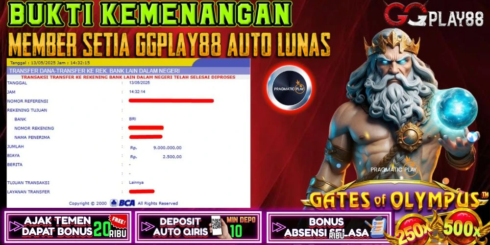 🎁BUKTI WITHDRAW PLAYER AKTIF HARI INI,, SELAMAT KEPADA PLAYER SETIA GGPLAY88 🎁