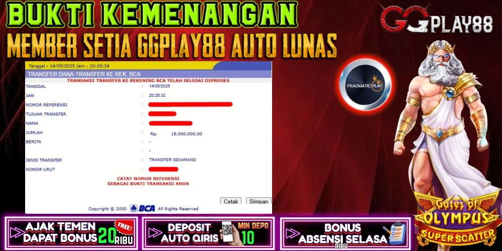 🎁BUKTI WITHDRAW PLAYER AKTIF HARI INI,, SELAMAT KEPADA PLAYER SETIA GGPLAY88 🎁