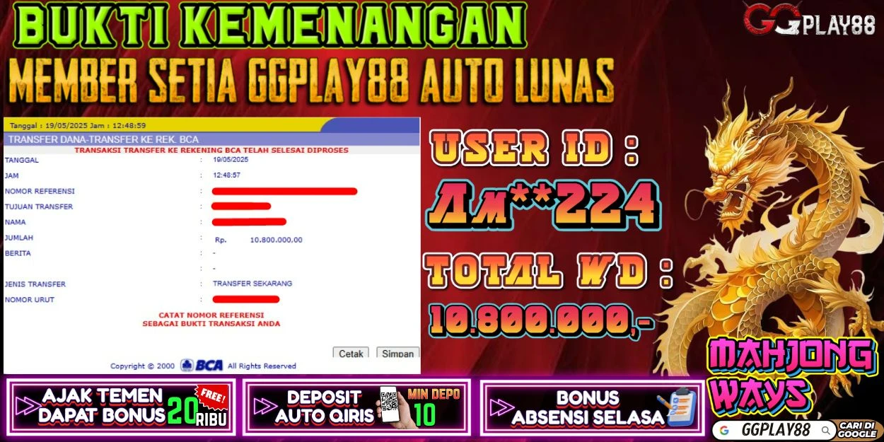 🎁BUKTI WITHDRAW PLAYER AKTIF HARI INI,, SELAMAT KEPADA PLAYER SETIA GGPLAY88 🎁